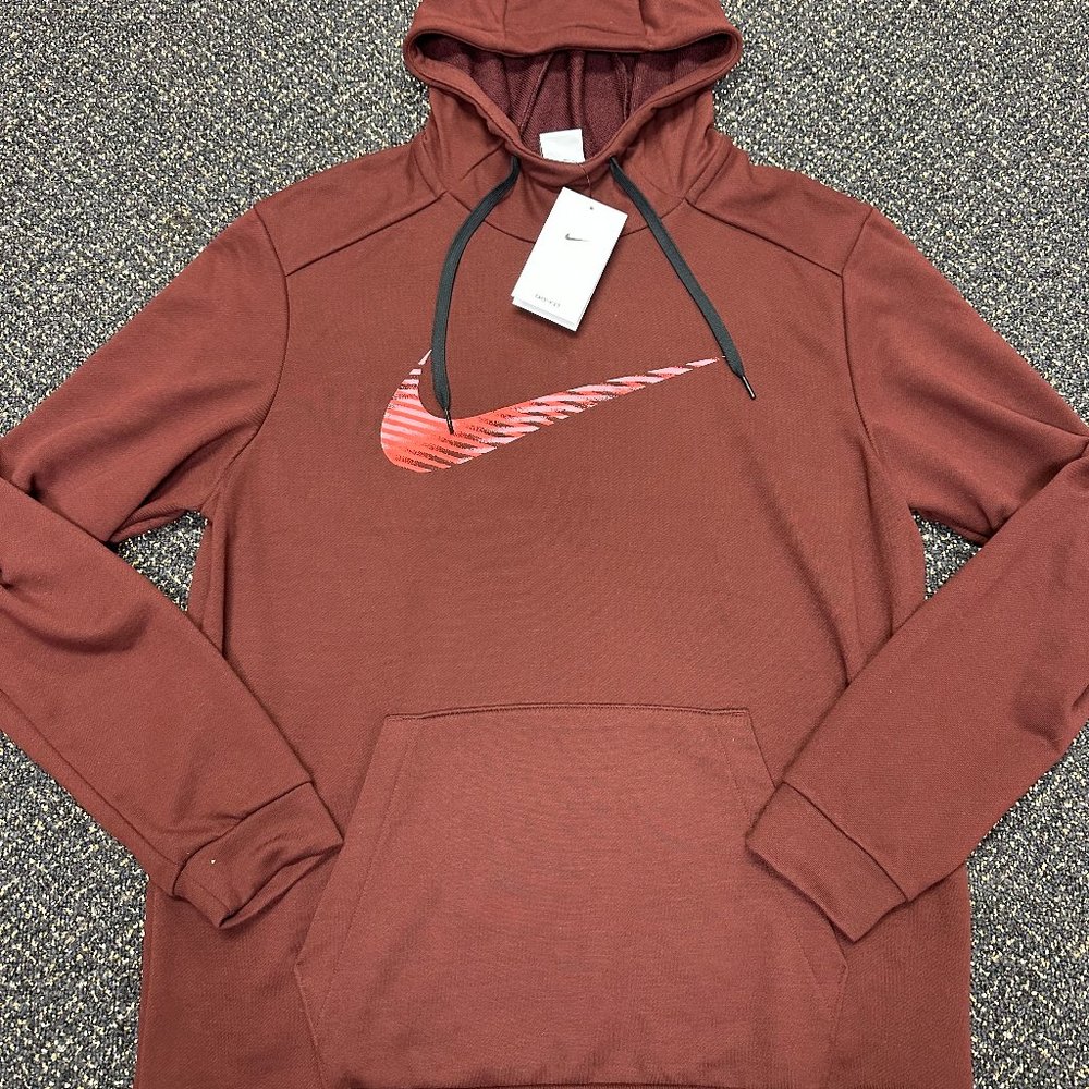 COPY - Nike Men's Dri-Fit Swoosh Fleece Pullover Hoodie Maroon CJ4268-624 Size …